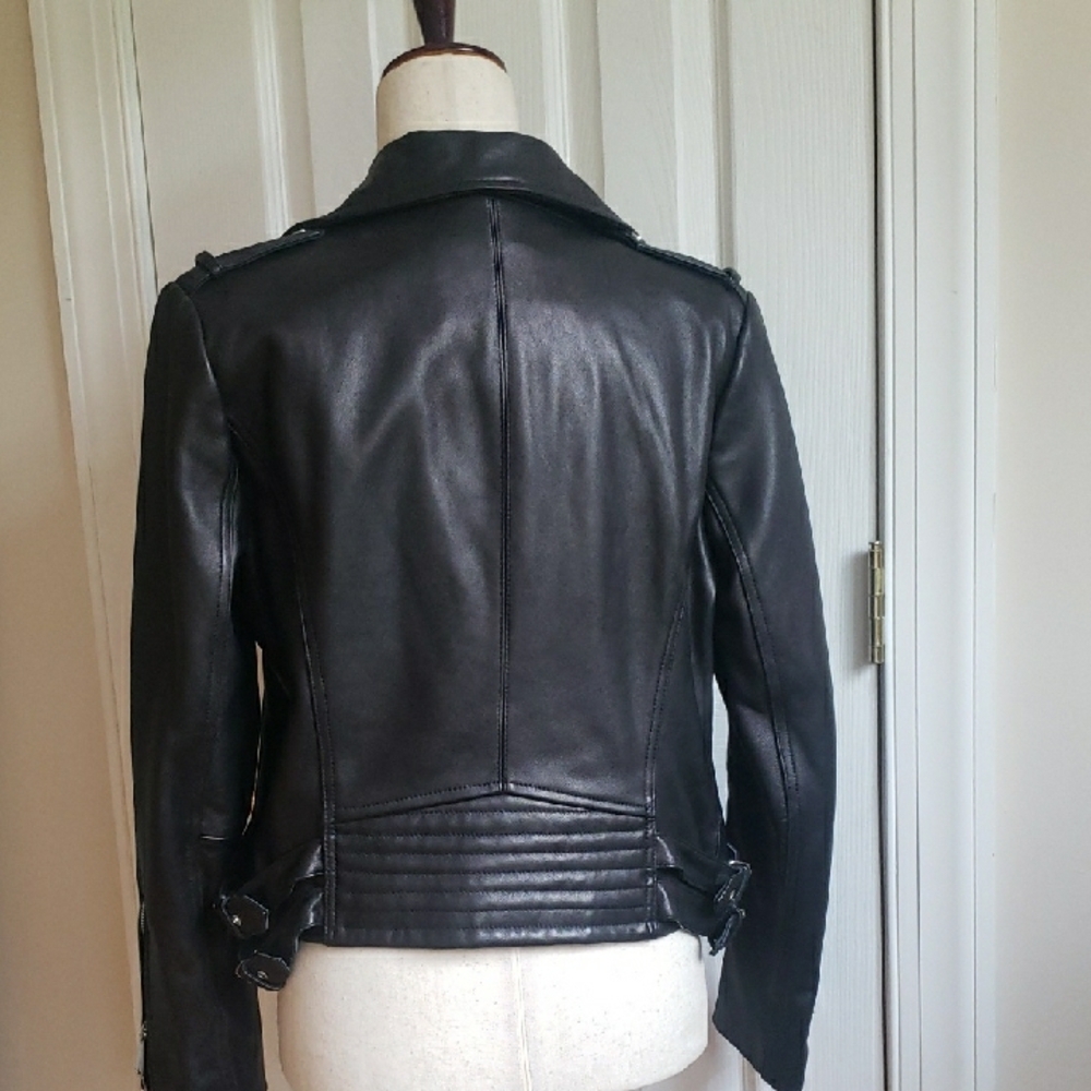 BCBGeneration Black Leather Moto Biker Jacket Sz M - Picture 3 of 11